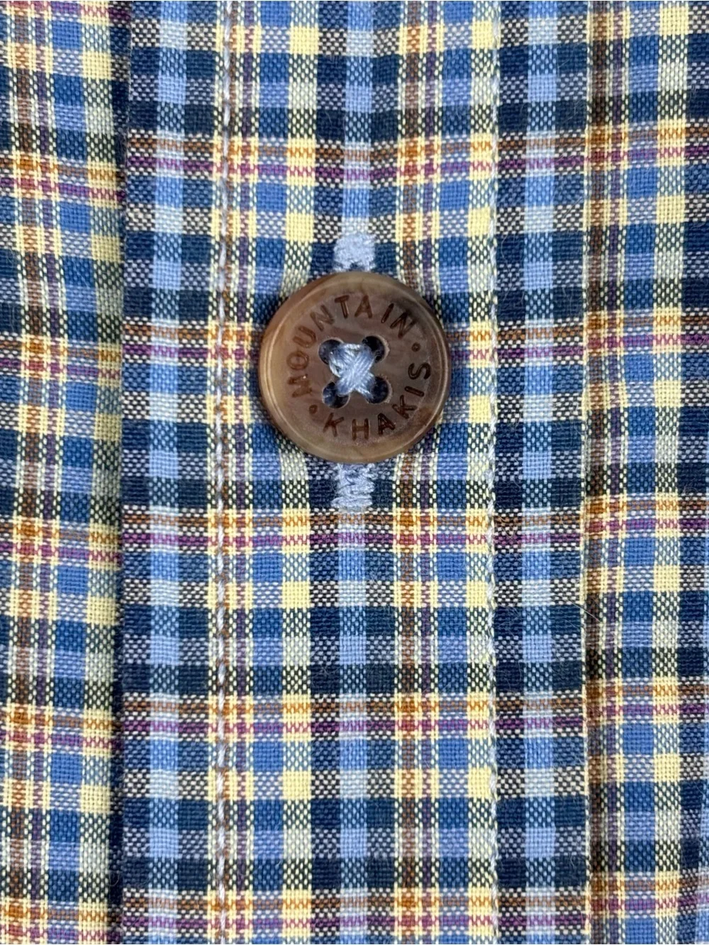 Mountain Khakis Shirt Mens XL Blue Brown Plaid Check Long Sleeve *Flaws